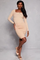 Womens Cable Knit Square Neck Sweater,