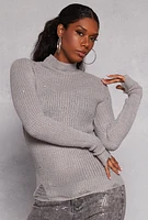 Womens Rhinestone Studded Distressed Sweater, Grey,