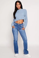 Womens Distressed Hem Cropped Sweater,