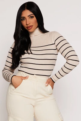 Womens Striped Turtleneck Sweater,