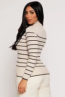 Womens Striped Turtleneck Sweater,