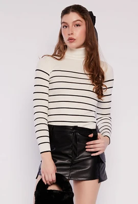 Womens Striped Turtleneck Sweater,