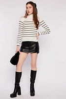 Womens Striped Turtleneck Sweater,