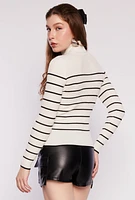 Womens Striped Turtleneck Sweater,