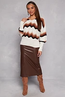 Womens Chevron Knit Caged Back Sweater, Multi, Size M