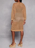 Womens Crochet Knit Cardigan, Beige, Size M