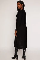 Womens Distressed Knit Open Front Duster, Black, Size M