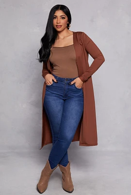 Womens Long Sleeve Open Front Duster, S