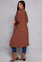 Womens Long Sleeve Open Front Duster, S