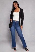 Womens Ribbed Button Front High Low Top,