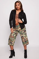 Womens Waffle Knit Button Front Top, Black,