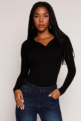 Womens Johnny Collar Seamless Long Sleeve Top,