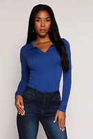 Womens Johnny Collar Seamless Long Sleeve Top,