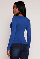 Womens Johnny Collar Seamless Long Sleeve Top,