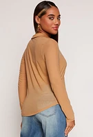 Womens Mesh Button Front Shirt With Cami, Beige, Size S