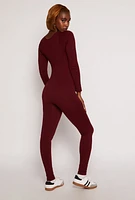 Womens Seamless Ribbed Knit Scoop Neck Catsuit,