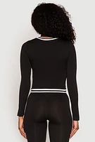 Womens Seamless Varsity Stripe Track Jacket, Black, Size S-M