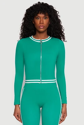 Womens Seamless Varsity Stripe Track Jacket,