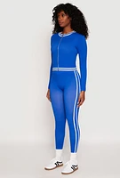 Womens Seamless Varsity Stripe Track Jacket,