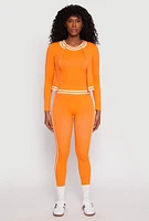 Womens Seamless Varsity Stripe Track Jacket, Orange, Size S-M