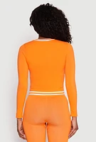 Womens Seamless Varsity Stripe Track Jacket, Orange, Size S-M