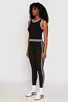 Womens Seamless Varsity Stripe Trim Tank Top,