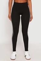 Womens Seamless Varsity Stripe Leggings, Black, Size S-M