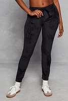 Womens Solid Velour High Waist Drawstring Joggers, S