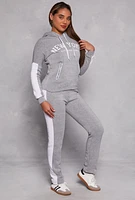 Womens New York Sherpa Lined Pullover Hoodie, Grey, Size M
