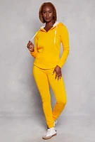 Womens Fleece Sherpa Lined Hoodie, Yellow, Size L