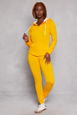 Womens Fleece Drawstring Joggers, Yellow, Size S