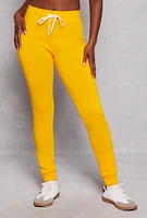 Womens Fleece Drawstring Joggers, Yellow, Size S