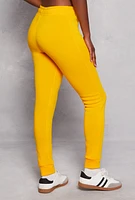 Womens Fleece Drawstring Joggers, Yellow, Size S