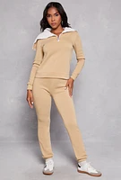 Womens Sherpa Lined Collar Half Zip Sweatshirt,