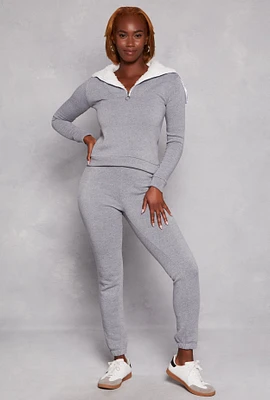 Womens Fleece Drawstring High Waist Sweatpants,