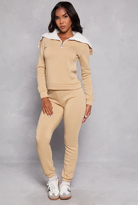 Womens Fleece Drawstring High Waist Sweatpants,