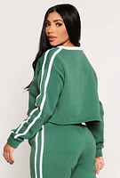 Womens Brooklyn Varsity Stripe Cropped Sweatshirt, Green, Size S