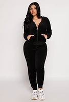 Womens Velour Basic Zip Front Hoodie, S