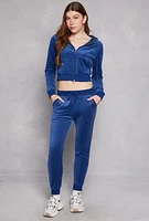 Womens Velour Basic Zip Front Hoodie,