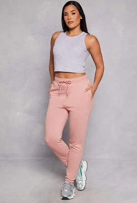 Womens Fleece Drawstring Sweatpants, Pink, Size M