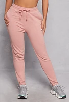 Womens Fleece Drawstring Sweatpants, Pink, Size M