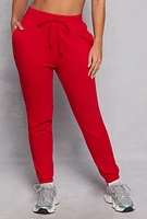 Womens Fleece Drawstring Sweatpants, Red, Size S