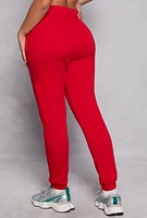 Womens Fleece Drawstring Sweatpants, Red, Size S