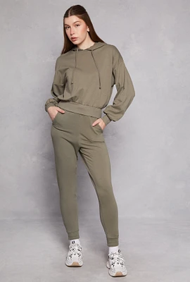 Womens French Terry Drawstring Joggers, Green, Size L