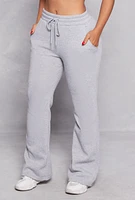 Womens Fleece Lined Boot Cut Sweatpants, Grey, Size S