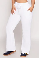 Womens Fleece Lined Boot Cut Sweatpants, White, Size M