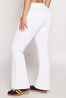 Womens Fleece Lined Boot Cut Sweatpants, White, Size M