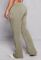 Womens Fleece Lined Boot Cut Sweatpants, Green, Size L