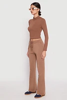 Womens Fleece Lined Boot Cut Sweatpants,