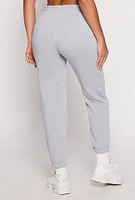 Womens Fleece Drawstring High Waist Joggers, Grey,